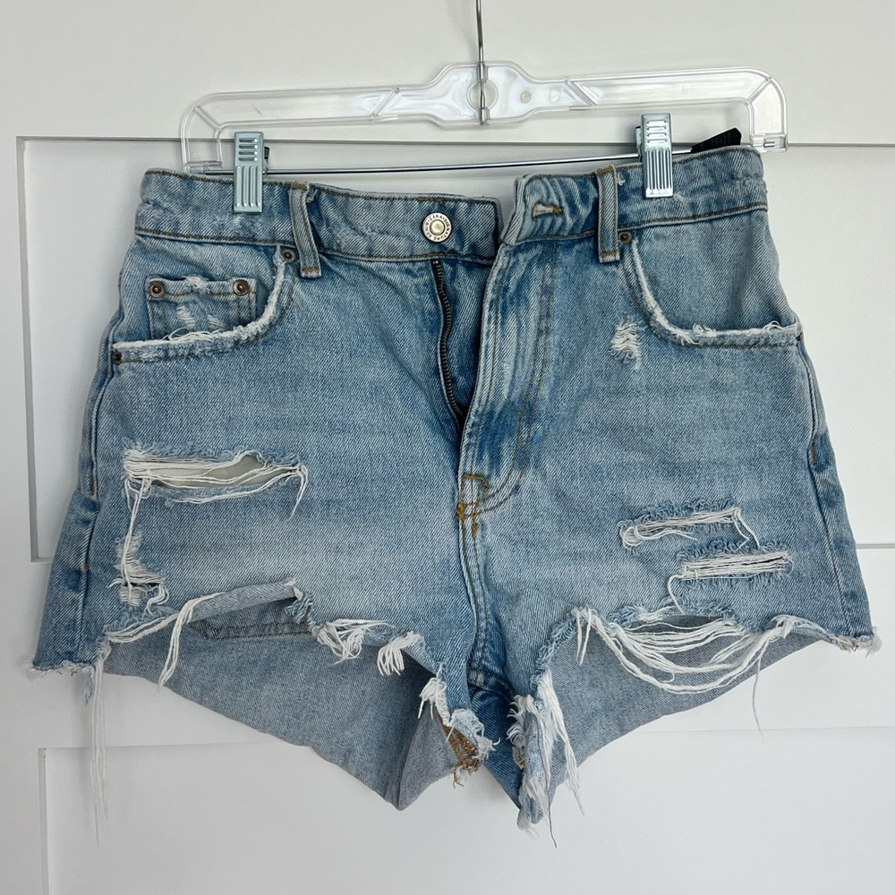 Zara distressed denim shorts